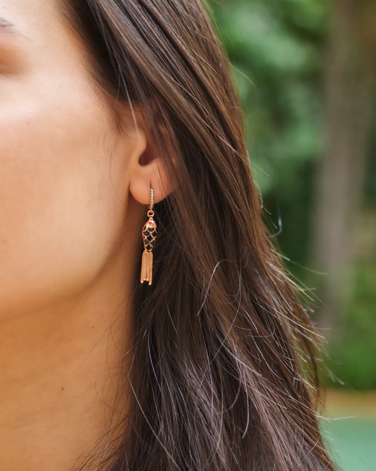 Fish For Love Boucle D'Oreille Noir & Ivoirediamants - Rubis^Selim Mouzannar Best Sale