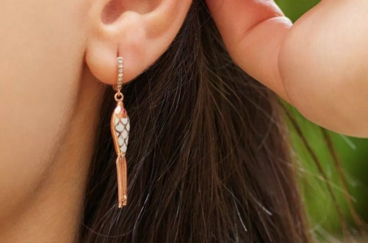 Fish For Love Boucle D'Oreille Petrole & Ivoirediamants - Rubis^Selim Mouzannar New