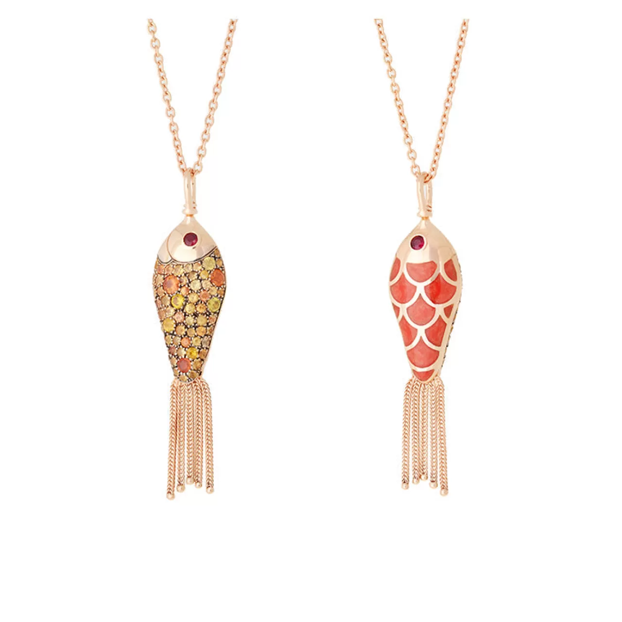Fish For Love Pendentif Orangesaphirs Jaunes Et Oranges - Rubis^Selim Mouzannar Shop